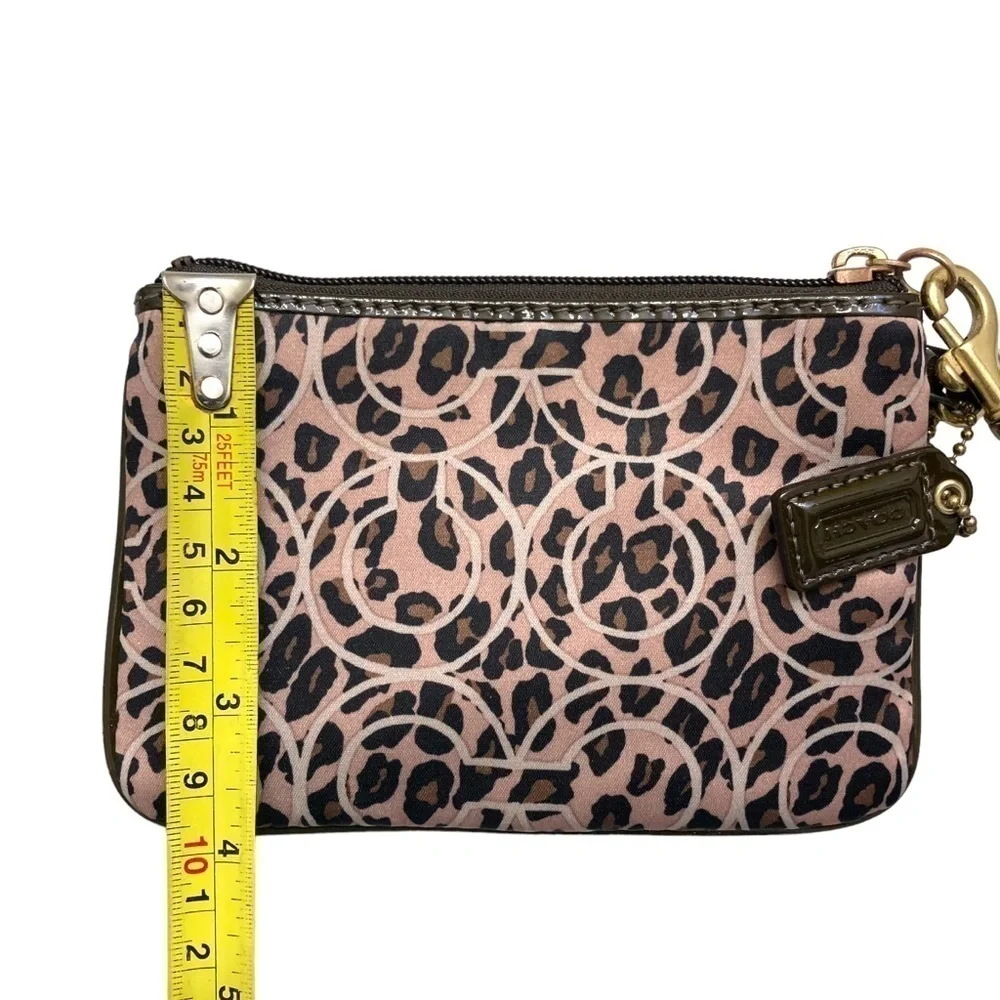 Coach vintage y2k brown bronze leopard satin evening wristlet bag